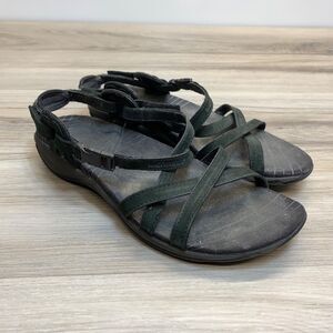 Merrell Terran Lattice II Strappy Slingback Black Leather Sandal Women 7 US